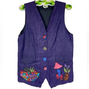 VTG Graphio Silkscapes Purple Funky Colorful Living Room Handwoven Silk Size S